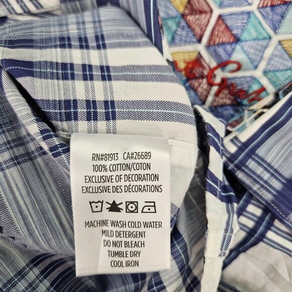 Robert Graham Button-Down Shirt Blue And White Plaid Short Sleeve Men's Size XS - Picture 9 of 10